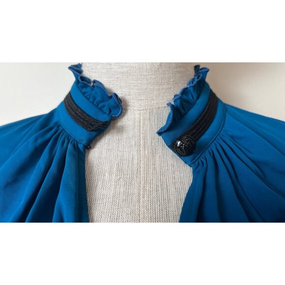 ROBERTO CAVALLI  MANDARIN RUFFLE COLLAR BLOUSE SMALL - Picture 3 of 10